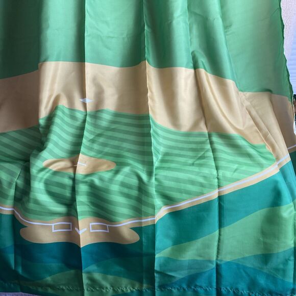 Under The Lights Baseball Field Fabric Shower Curtain 69X69 in Green Blue - Picture 5 of 7